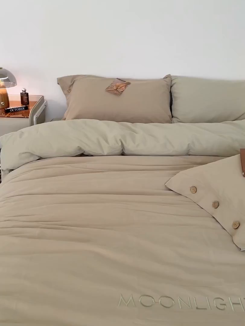 91家纺网 家纺一手货源 找家纺 艾咪-Amy ntmy 2025秋冬纽扣款全棉加厚磨毛刺绣四件套-漫月 漫月卡绿