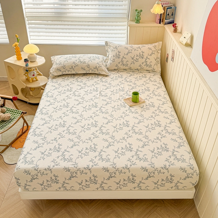 名优家纺 2025新款全棉纯棉12868韩版小清新系列床笠单件--单床笠 满庭