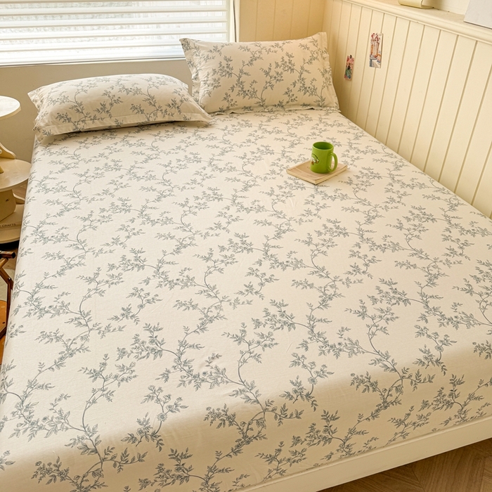 91家纺网 家纺一手货源 找家纺 名优家纺 2025新款全棉纯棉12868韩版小清新系列床笠单件--单床笠 满庭