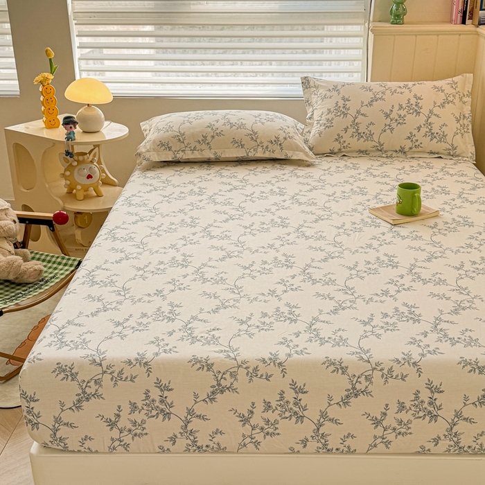 91家纺网 家纺一手货源 找家纺 名优家纺 2025新款全棉纯棉12868韩版小清新系列床笠单件--单床笠 满庭