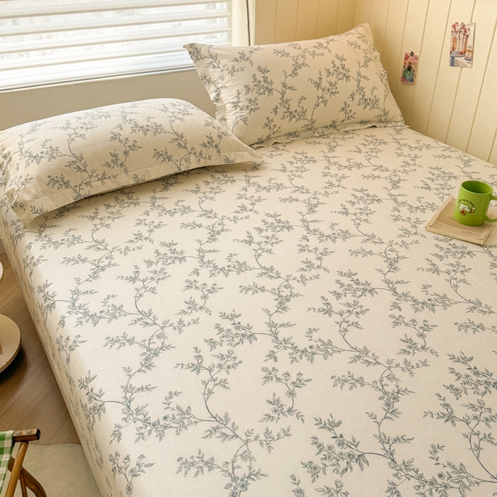 91家纺网 家纺一手货源 找家纺 名优家纺 2025新款全棉纯棉12868韩版小清新系列床笠单件--单床笠 满庭