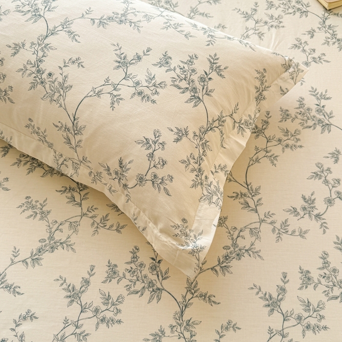 91家纺网 家纺一手货源 找家纺 名优家纺 2025新款全棉纯棉12868韩版小清新系列床笠单件--单床笠 满庭