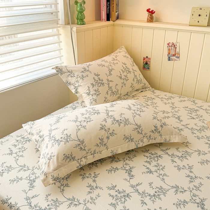 91家纺网 家纺一手货源 找家纺 名优家纺 2025新款全棉纯棉12868韩版小清新系列床笠单件--单床笠 满庭