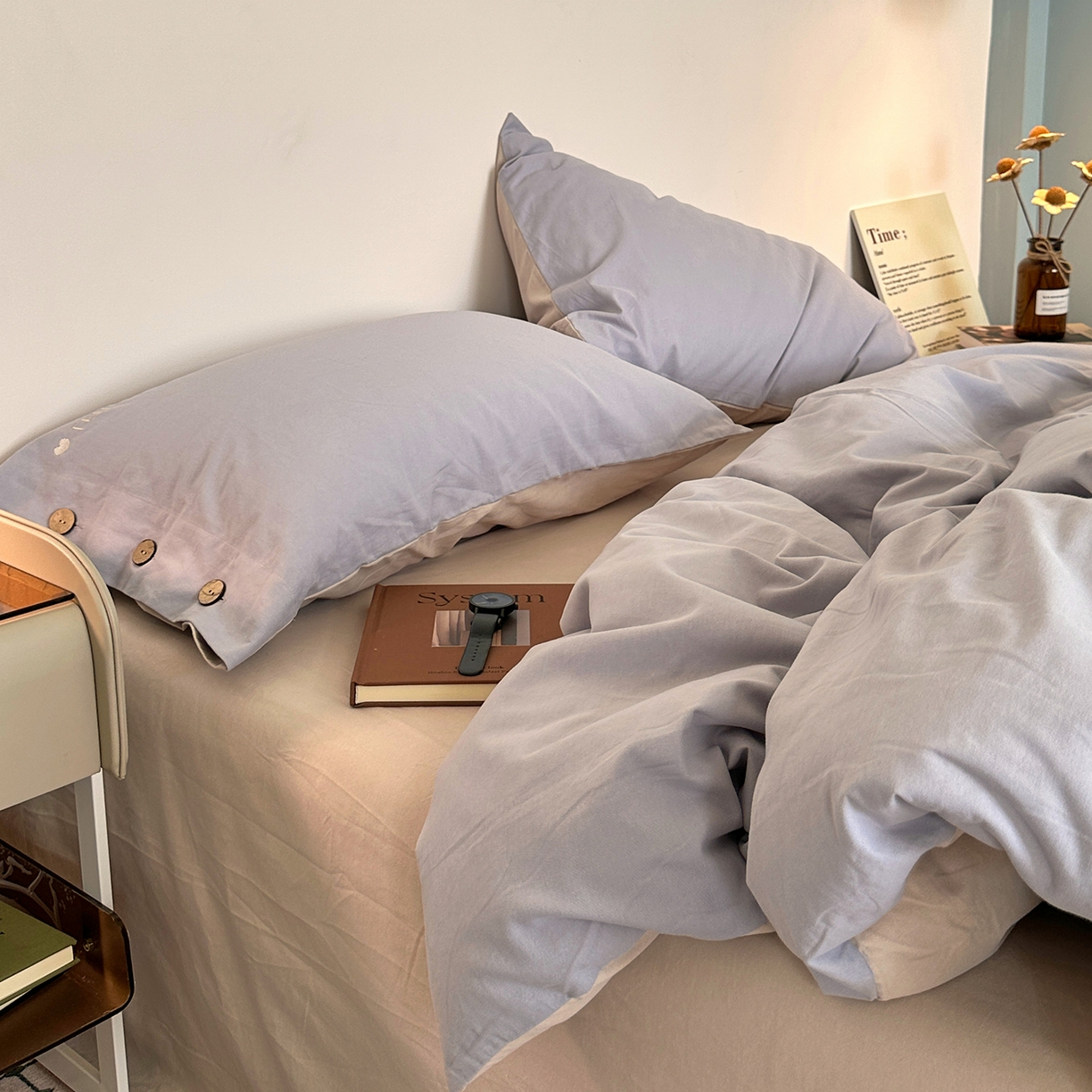 91家纺网 家纺一手货源 找家纺 艾咪-Amy ntmy 2025秋冬纽扣款全棉加厚磨毛刺绣四件套-漫月 漫月陨米