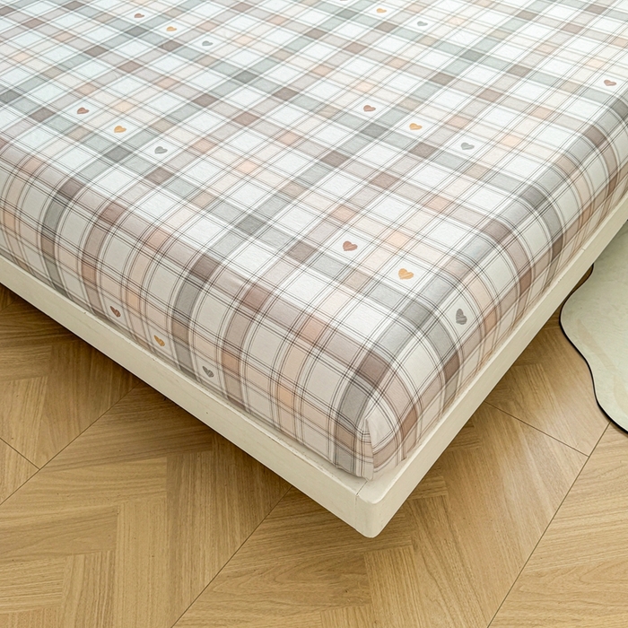 91家纺网 家纺一手货源 找家纺 名优家纺 2025新款全棉纯棉12868韩版小清新系列床笠单件--单床笠 拿铁米