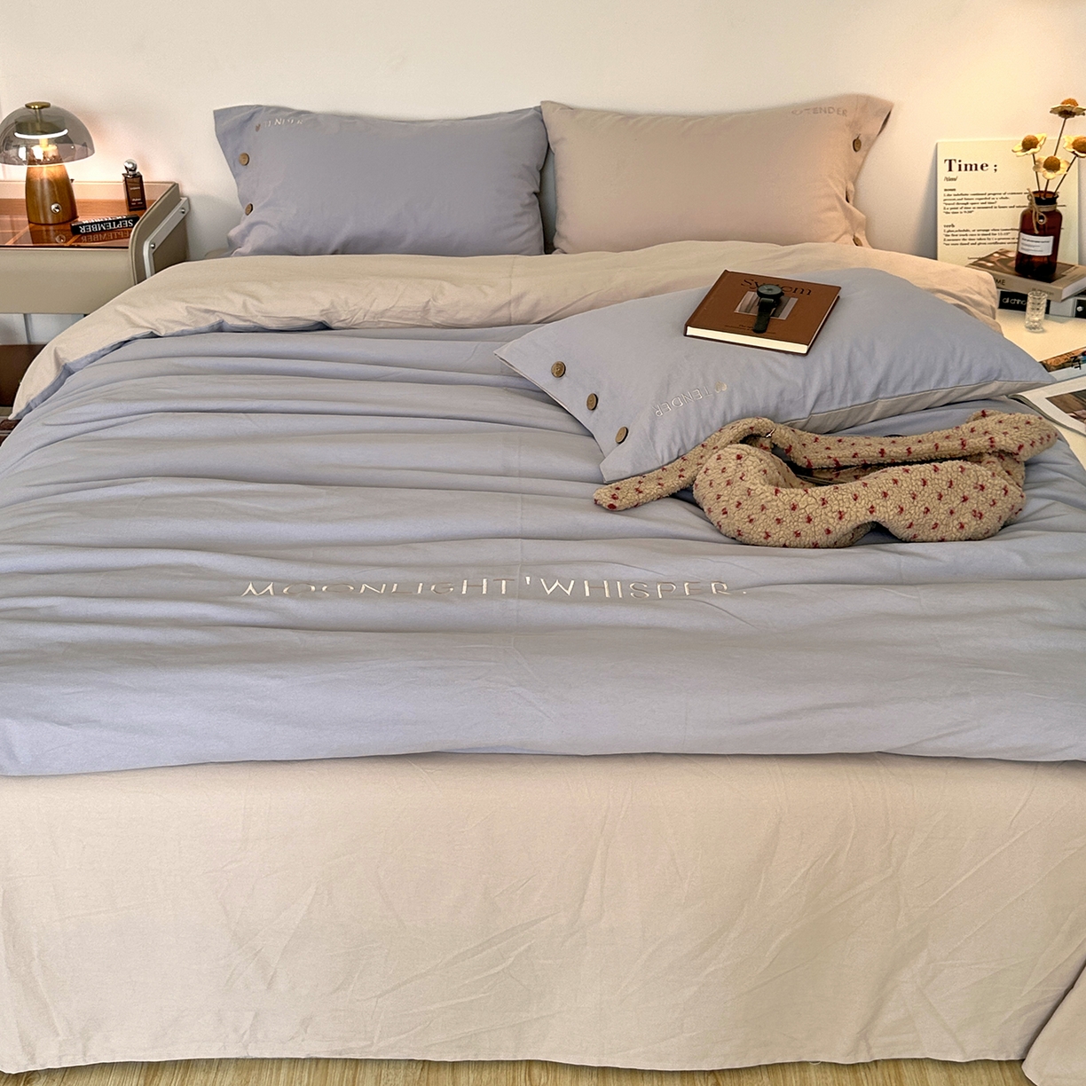 91家纺网 家纺一手货源 找家纺 艾咪-Amy ntmy 2025秋冬纽扣款全棉加厚磨毛刺绣四件套-漫月 漫月陨米