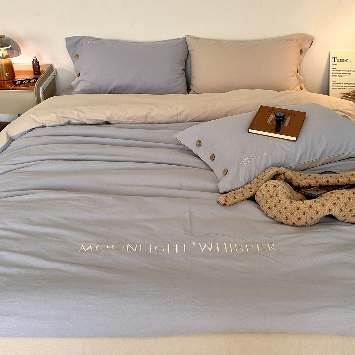 91家纺网 家纺一手货源 找家纺 艾咪-Amy ntmy 2025秋冬纽扣款全棉加厚磨毛刺绣四件套-漫月 漫月陨米