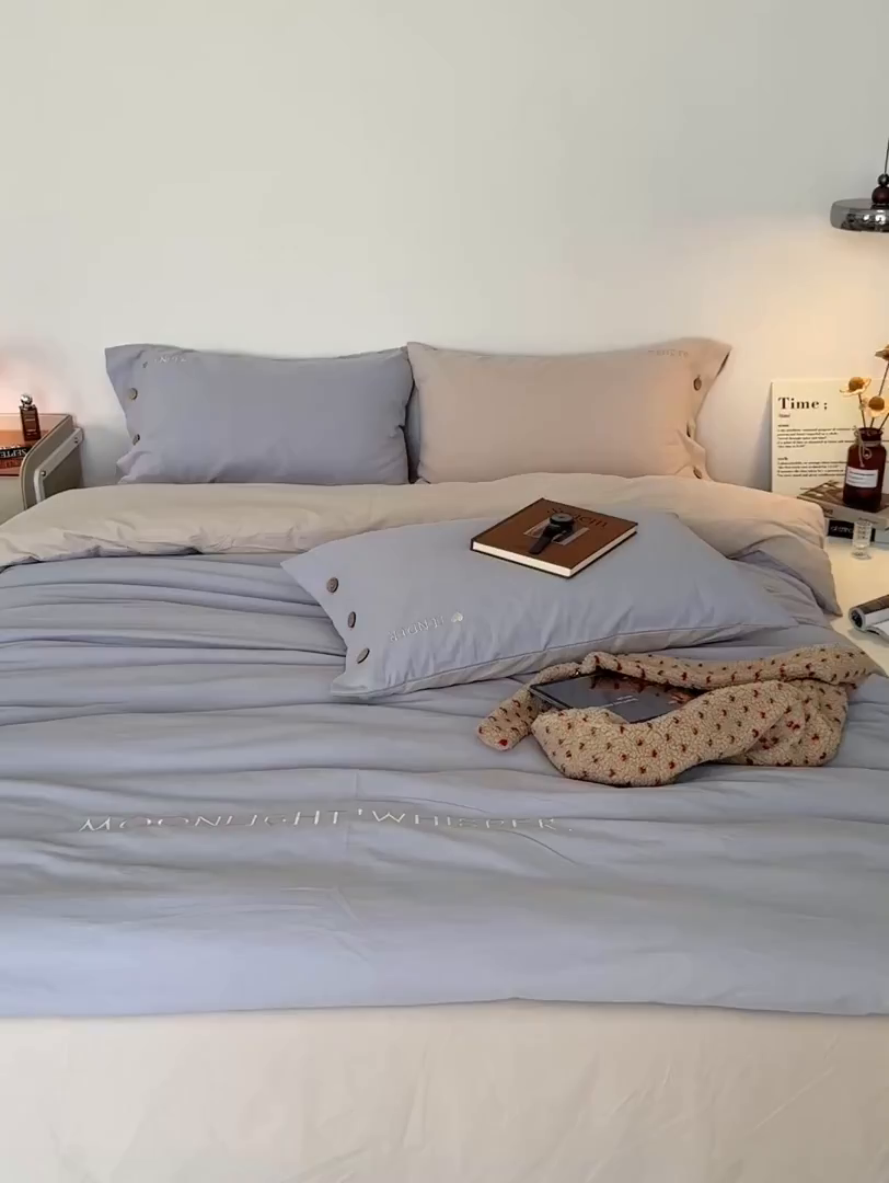 91家纺网 家纺一手货源 找家纺 艾咪-Amy ntmy 2025秋冬纽扣款全棉加厚磨毛刺绣四件套-漫月 漫月陨米