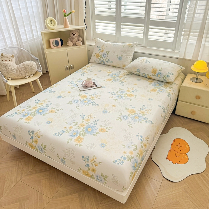 91家纺网 家纺一手货源 找家纺 名优家纺 2025新款全棉纯棉12868韩版小清新系列床笠单件--单床笠 青禾