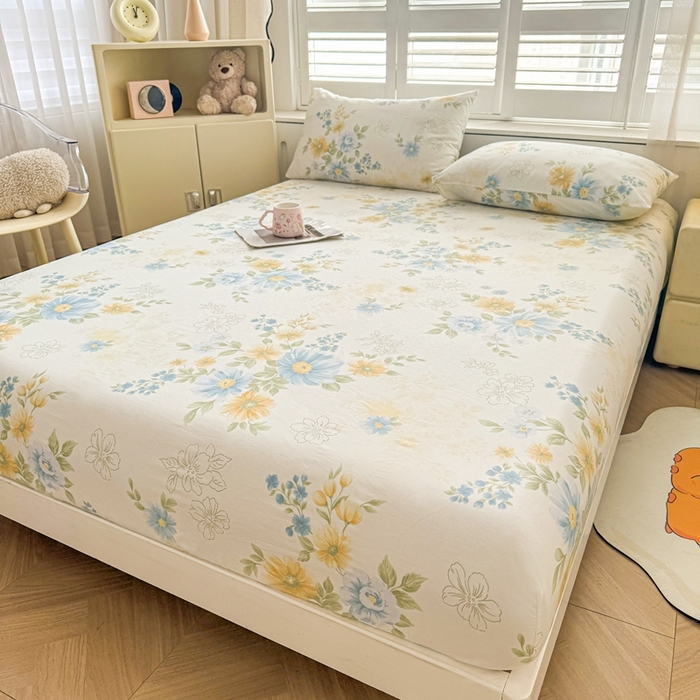 91家纺网 家纺一手货源 找家纺 名优家纺 2025新款全棉纯棉12868韩版小清新系列床笠单件--单床笠 青禾