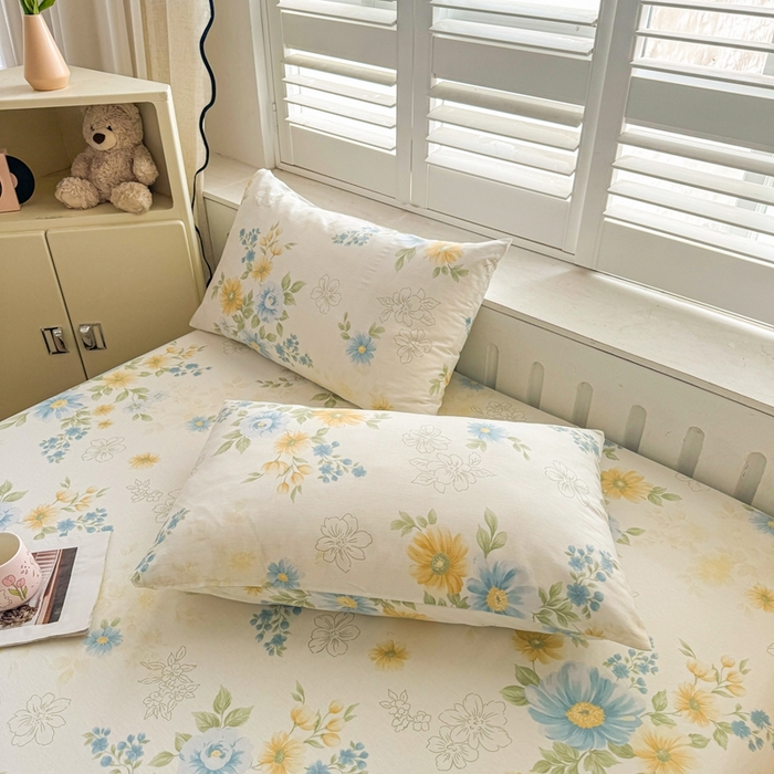 91家纺网 家纺一手货源 找家纺 名优家纺 2025新款全棉纯棉12868韩版小清新系列床笠单件--单床笠 青禾