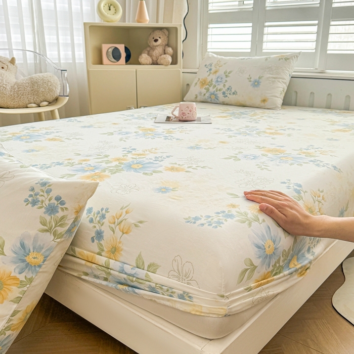 91家纺网 家纺一手货源 找家纺 名优家纺 2025新款全棉纯棉12868韩版小清新系列床笠单件--单床笠 青禾