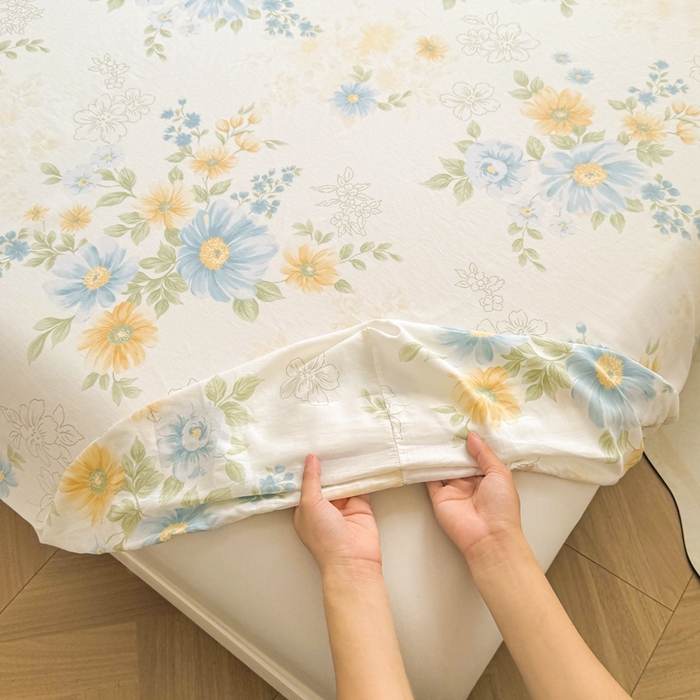 91家纺网 家纺一手货源 找家纺 名优家纺 2025新款全棉纯棉12868韩版小清新系列床笠单件--单床笠 青禾