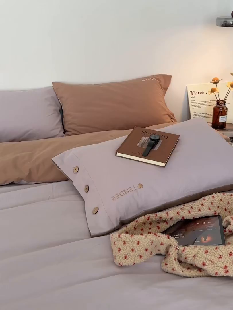 91家纺网 家纺一手货源 找家纺 艾咪-Amy ntmy 2025秋冬纽扣款全棉加厚磨毛刺绣四件套-漫月 漫月紫咖