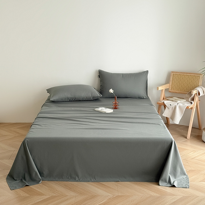 Mr.pig猪先生水洗棉 2025新款全棉人字纹单床单 苔绿