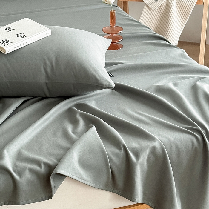 91家纺网 家纺一手货源 找家纺 Mr.pig猪先生水洗棉 2025新款全棉人字纹单床单 苔绿