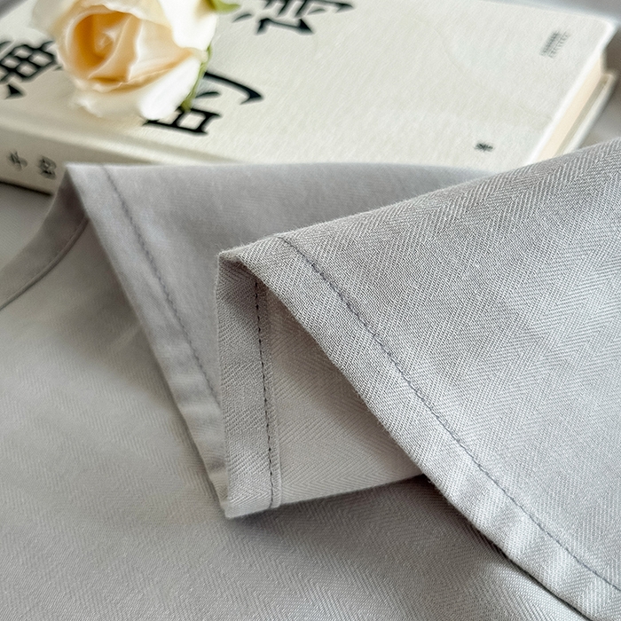 91家纺网 家纺一手货源 找家纺 Mr.pig猪先生水洗棉 2025新款全棉人字纹单床单 薄雾灰