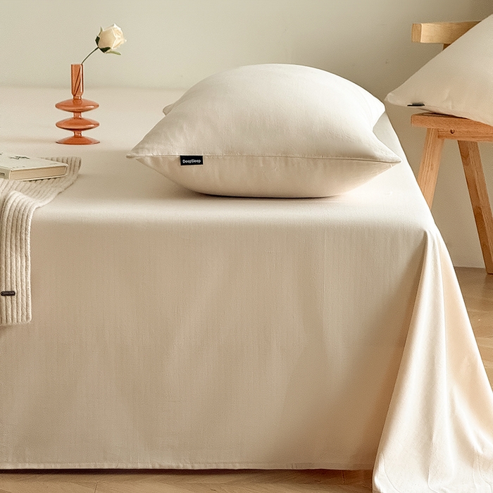 91家纺网 家纺一手货源 找家纺 Mr.pig猪先生水洗棉 2025新款全棉人字纹单床单 米色