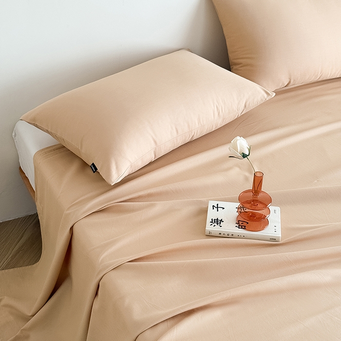 91家纺网 家纺一手货源 找家纺 Mr.pig猪先生水洗棉 2025新款全棉人字纹单床单 浅咖