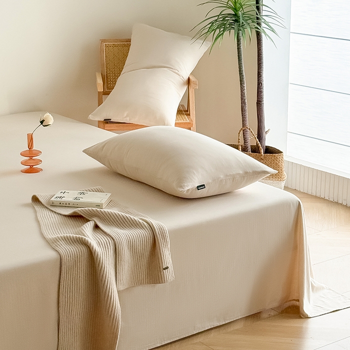 91家纺网 家纺一手货源 找家纺 Mr.pig猪先生水洗棉 2025新款全棉人字纹单床单 米色