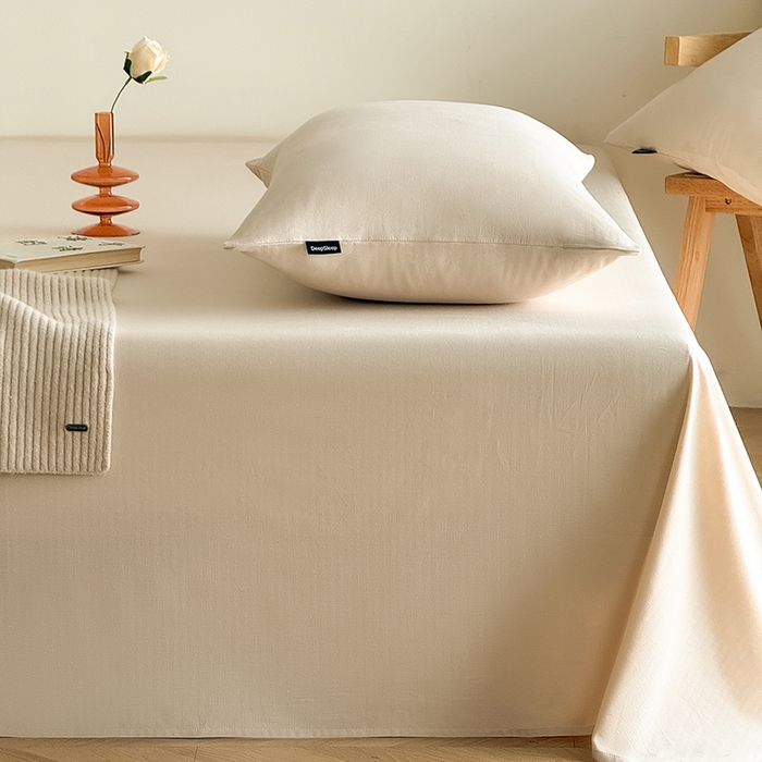 91家纺网 家纺一手货源 找家纺 Mr.pig猪先生水洗棉 2025新款全棉人字纹单床单 米色