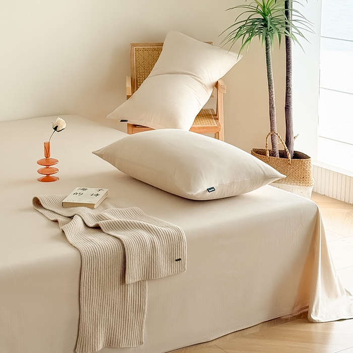 91家纺网 家纺一手货源 找家纺 Mr.pig猪先生水洗棉 2025新款全棉人字纹单床单 米色