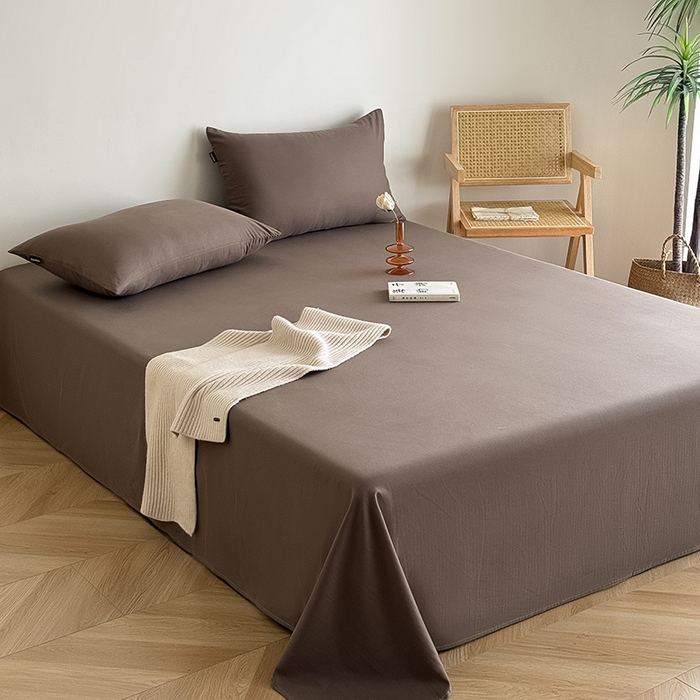 91家纺网 家纺一手货源 找家纺 Mr.pig猪先生水洗棉 2025新款全棉人字纹单床单 深棕