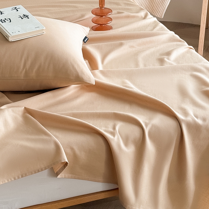 91家纺网 家纺一手货源 找家纺 Mr.pig猪先生水洗棉 2025新款全棉人字纹单床单 浅咖