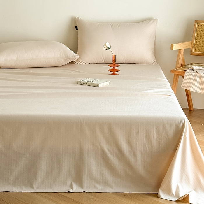 91家纺网 家纺一手货源 找家纺 Mr.pig猪先生水洗棉 2025新款全棉人字纹单床单 米色