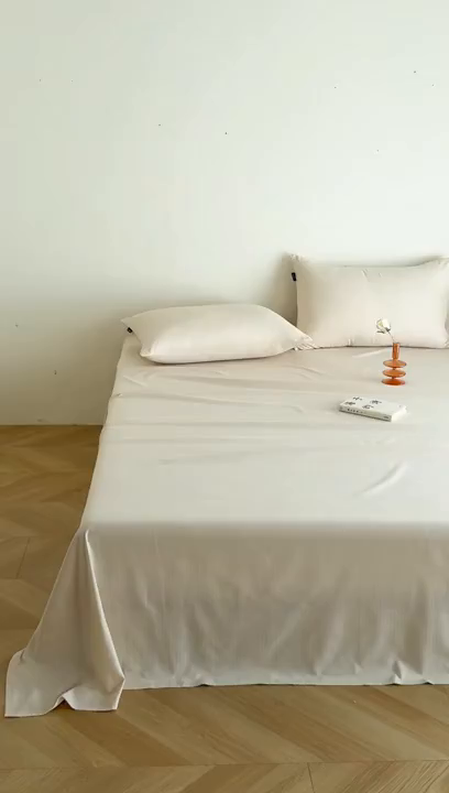 91家纺网 家纺一手货源 找家纺 Mr.pig猪先生水洗棉 2025新款全棉人字纹单床单 米色