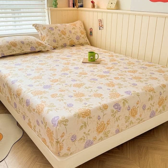 91家纺网 家纺一手货源 找家纺 名优家纺 2025新款全棉纯棉12868韩版小清新系列床笠单件--单床笠 诗情画意