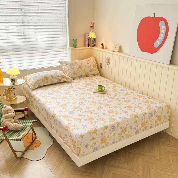 91家纺网 家纺一手货源 找家纺 名优家纺 2025新款全棉纯棉12868韩版小清新系列床笠单件--单床笠 诗情画意