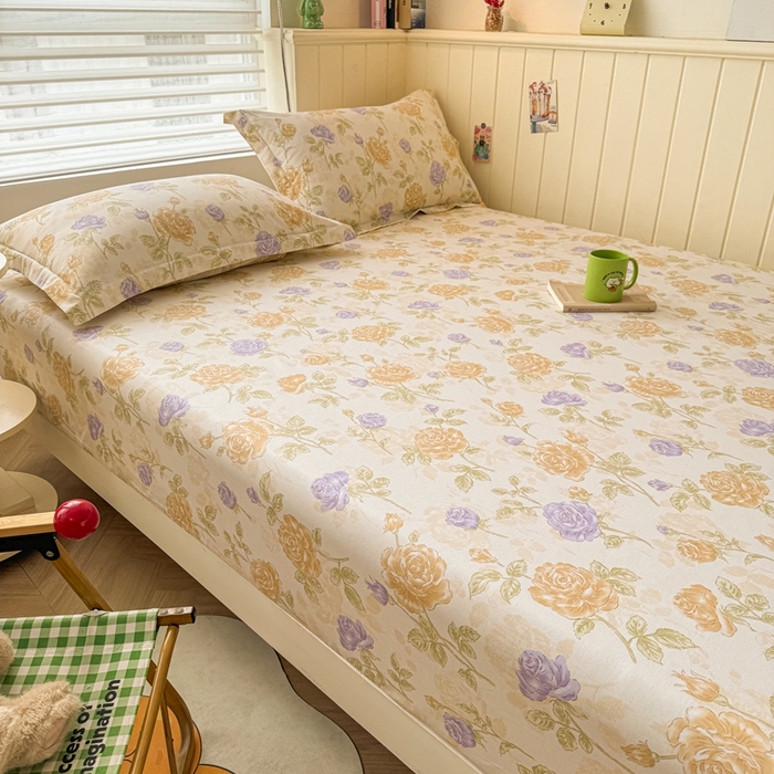 91家纺网 家纺一手货源 找家纺 名优家纺 2025新款全棉纯棉12868韩版小清新系列床笠单件--单床笠 诗情画意