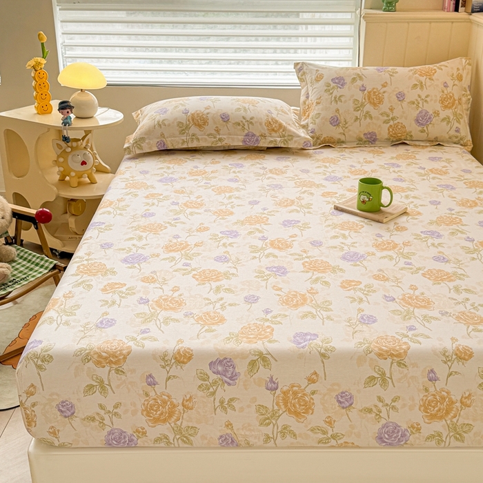 91家纺网 家纺一手货源 找家纺 名优家纺 2025新款全棉纯棉12868韩版小清新系列床笠单件--单床笠 诗情画意