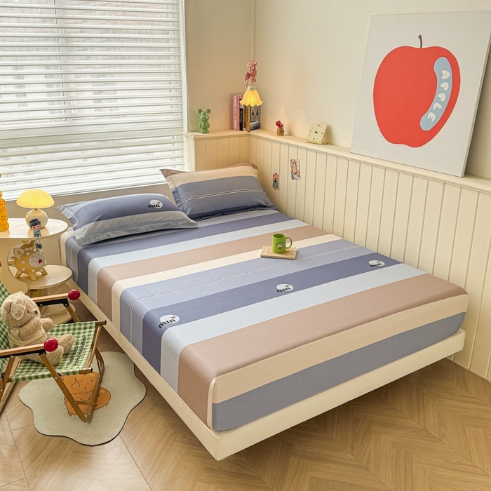 91家纺网 家纺一手货源 找家纺 名优家纺 2025新款全棉纯棉12868韩版小清新系列床笠单件--单床笠 时尚慕斯