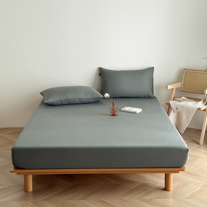 91家纺网 家纺一手货源 找家纺 Mr.pig猪先生水洗棉 2025新款全棉人字纹单床笠 苔绿