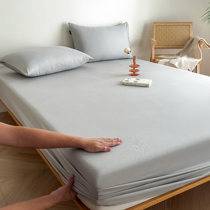 Mr.pig猪先生水洗棉 2025新款全棉人字纹单床笠 薄雾灰