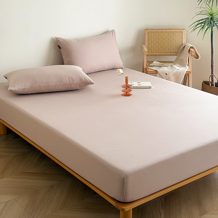 91家纺网 家纺一手货源 找家纺 Mr.pig猪先生水洗棉 2025新款全棉人字纹单床笠 薄纱紫