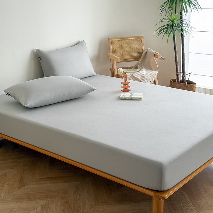 91家纺网 家纺一手货源 找家纺 Mr.pig猪先生水洗棉 2025新款全棉人字纹单床笠 薄雾灰