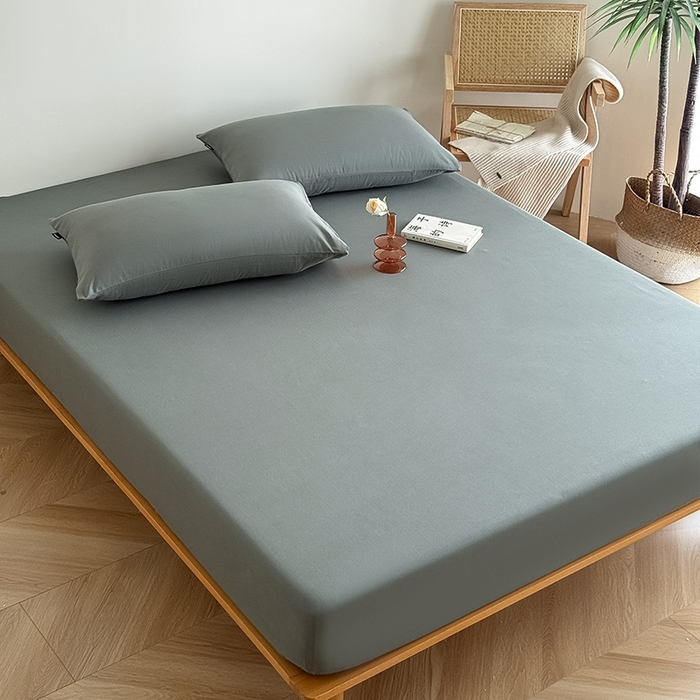 91家纺网 家纺一手货源 找家纺 Mr.pig猪先生水洗棉 2025新款全棉人字纹单床笠 苔绿