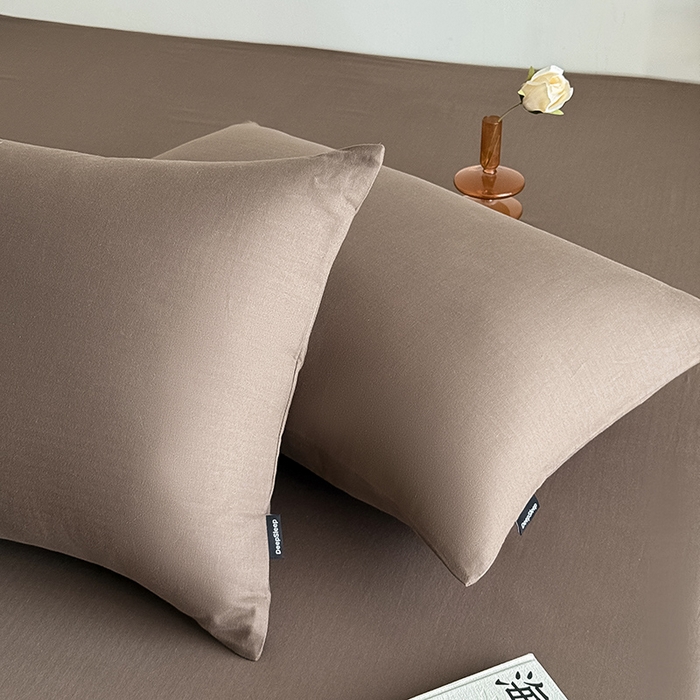 91家纺网 家纺一手货源 找家纺 Mr.pig猪先生水洗棉 2025新款全棉人字纹单床笠 深咖