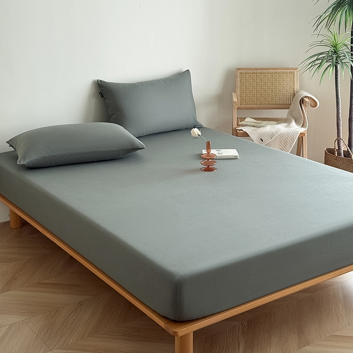 91家纺网 家纺一手货源 找家纺 Mr.pig猪先生水洗棉 2025新款全棉人字纹单床笠 苔绿