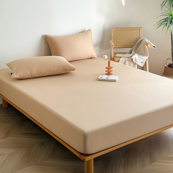 91家纺网 家纺一手货源 找家纺 Mr.pig猪先生水洗棉 2025新款全棉人字纹单床笠 浅咖