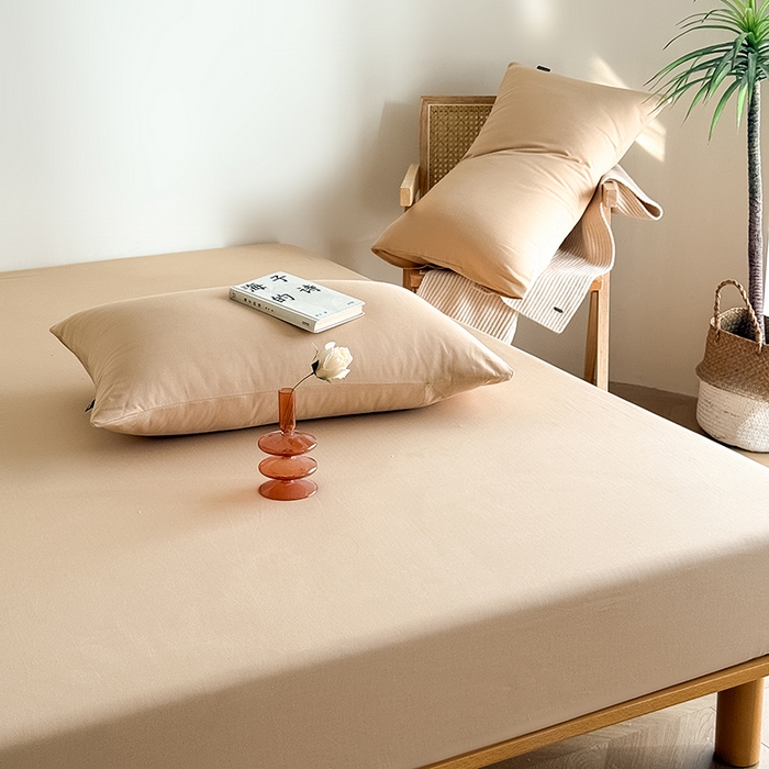 91家纺网 家纺一手货源 找家纺 Mr.pig猪先生水洗棉 2025新款全棉人字纹单床笠 浅咖