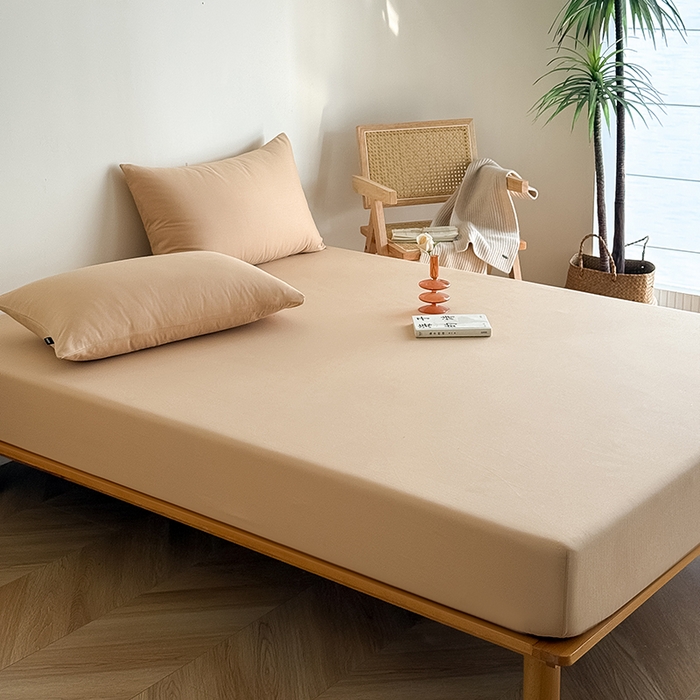 91家纺网 家纺一手货源 找家纺 Mr.pig猪先生水洗棉 2025新款全棉人字纹单床笠 浅咖