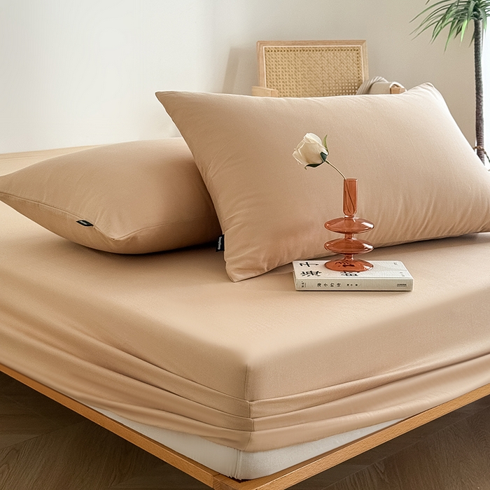 91家纺网 家纺一手货源 找家纺 Mr.pig猪先生水洗棉 2025新款全棉人字纹单床笠 浅咖