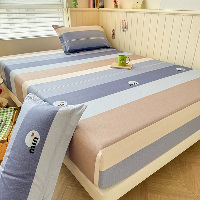 91家纺网 家纺一手货源 找家纺 名优家纺 2025新款全棉纯棉12868韩版小清新系列床笠单件--单床笠 时尚慕斯