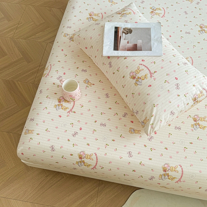 91家纺网 家纺一手货源 找家纺 名优家纺 2025新款全棉纯棉12868韩版小清新系列床笠单件--单床笠 甜蜜纪念日