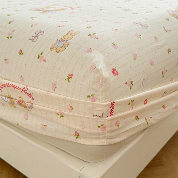 91家纺网 家纺一手货源 找家纺 名优家纺 2025新款全棉纯棉12868韩版小清新系列床笠单件--单床笠 甜蜜纪念日