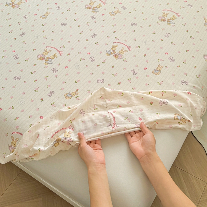 91家纺网 家纺一手货源 找家纺 名优家纺 2025新款全棉纯棉12868韩版小清新系列床笠单件--单床笠 甜蜜纪念日